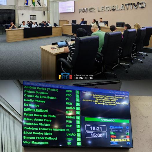 Câmara de Cerquilho aprova em 2º turno emenda à Lei Orgânica