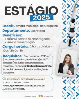 VAGA DE ESTÁGIO EM DIREITO