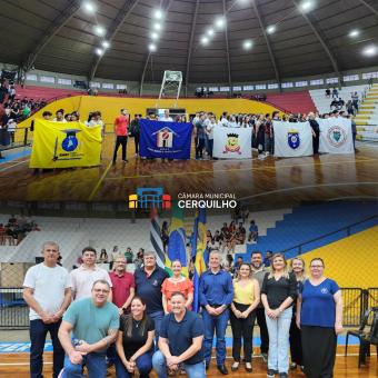 Vereadores comparecem a cerimônia de abertura dos Jogos Escolares 2025