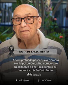 LEGISLATIVO DE CERQUILHO DECLARA LUTO OFICIAL