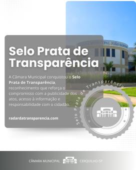 Câmara conquista Selo Prata no Radar da Transparência